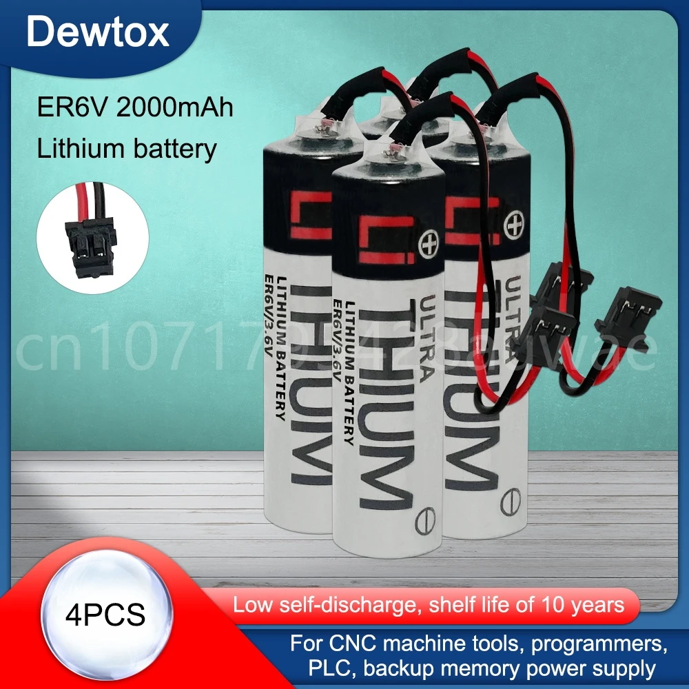 

4 шт. 1 оригинальный ER6V 3,6 в 2000 мАч литиевые батареи с черным разъемом для станков с ЧПУ аккумулятор PLC