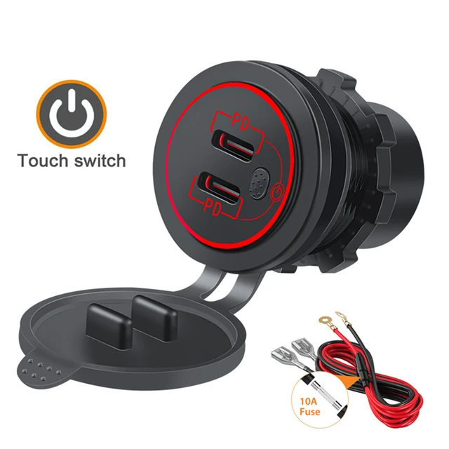 12v Usb Outlet Quick Charge Dual Pd Type C Usb Charger Socket Car