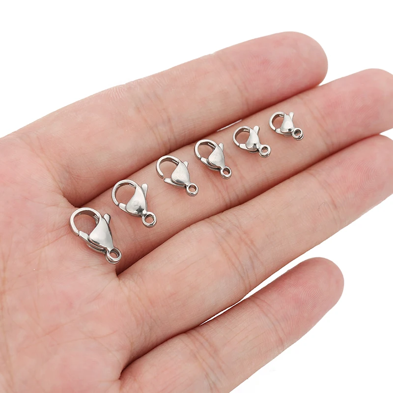 50pcs Stainless Steel Lobster Clasps Hooks for Necklace Bracelet Chains DIY Jewelry