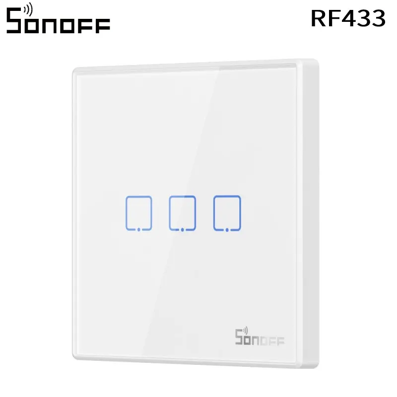 

Sonoff T2EU-RF 86 Type Wallboard Sticky 433Mhz Wireless Rf Remote Control 1-3 Gang 2-way Control for 4CHPROR3 Touch Screen Saver