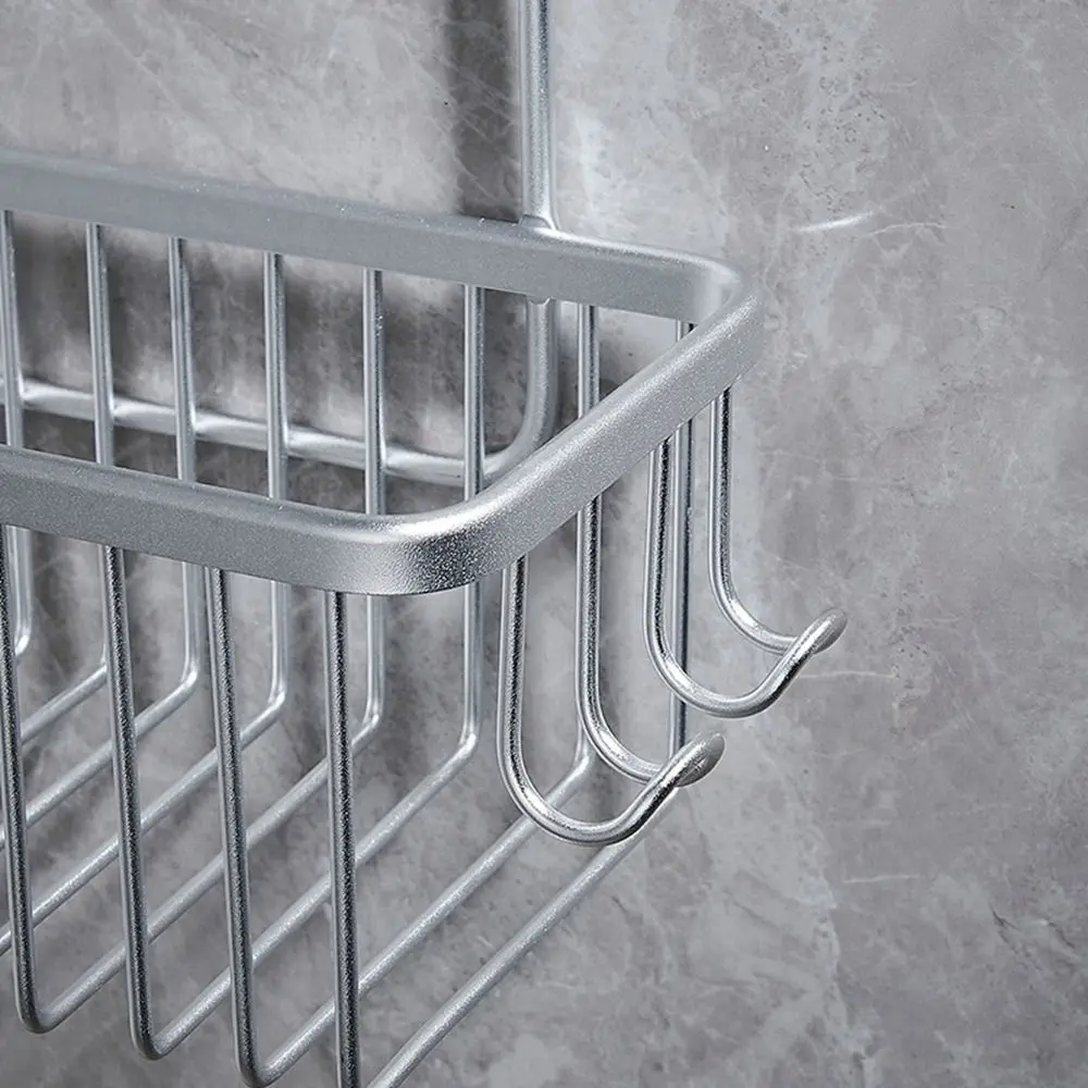 Silver/Black/Grey Hanging Shower Basket with Hooks Large Capacity Bathroom Storage Rack Rustproof Bathroom Hanging Shelf Home 5