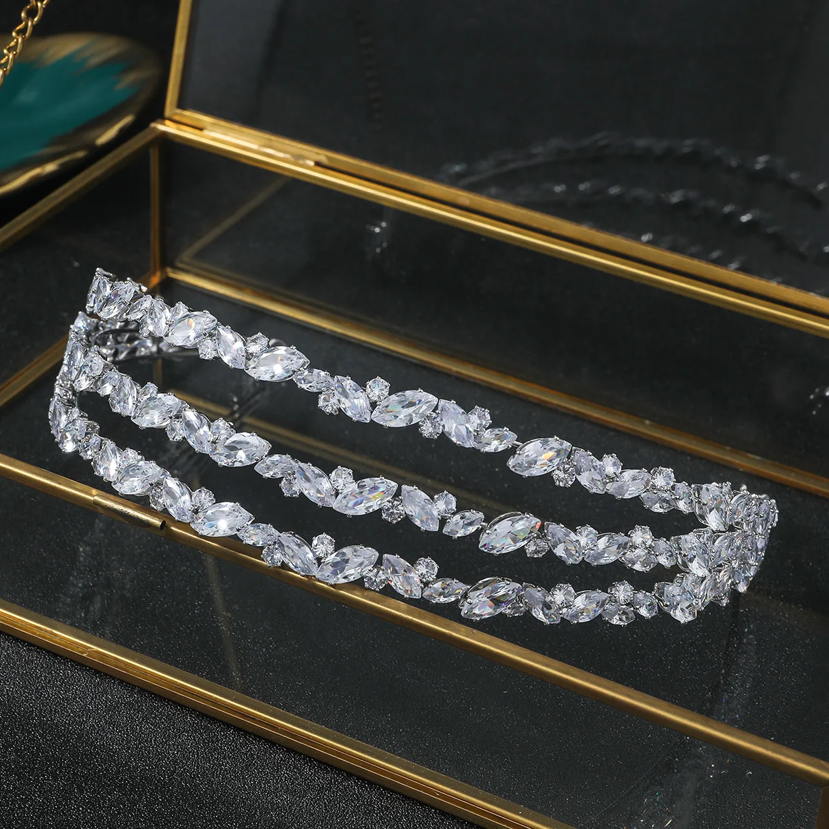 YCDZSWWL 3 Layers Shiny Women Headpieces Bridal Headwear Rhinestone Crown Hair Accessories for Wedding