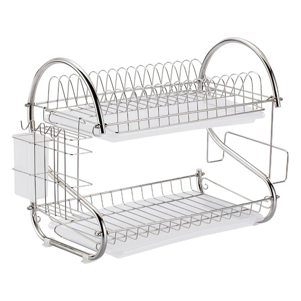 

Dish Rack Drying Kitchen Counter Drainer Organizer Strainer Storage Drain Utensil Dishes Racks Steel Stainless Sink Shelf Holder