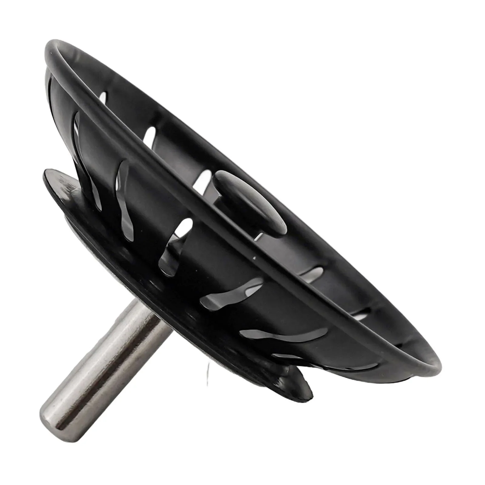1pcs Kitchen Sink Strainer Stopper Waste Plug Sink Filter 78mm Black Stainless Steel Strainer Filter Kitchen Tools