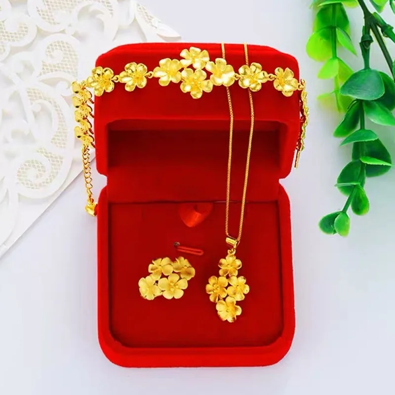 

14K Yellow Gold Color Pendant Necklace Simple Flower Pendant Real Gold Color Chain for Women Fine Jewelry Christmas Gifts