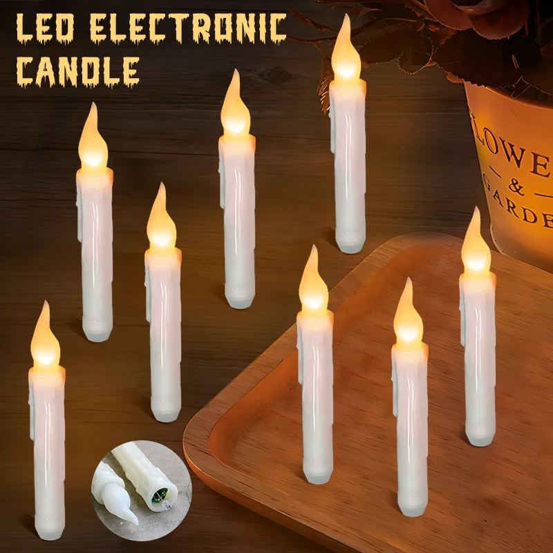 Halloween Floating Candles with Wand Magic Battery Operated Hanging Candles  LED Flickering Supplies for Wedding Christmas Party