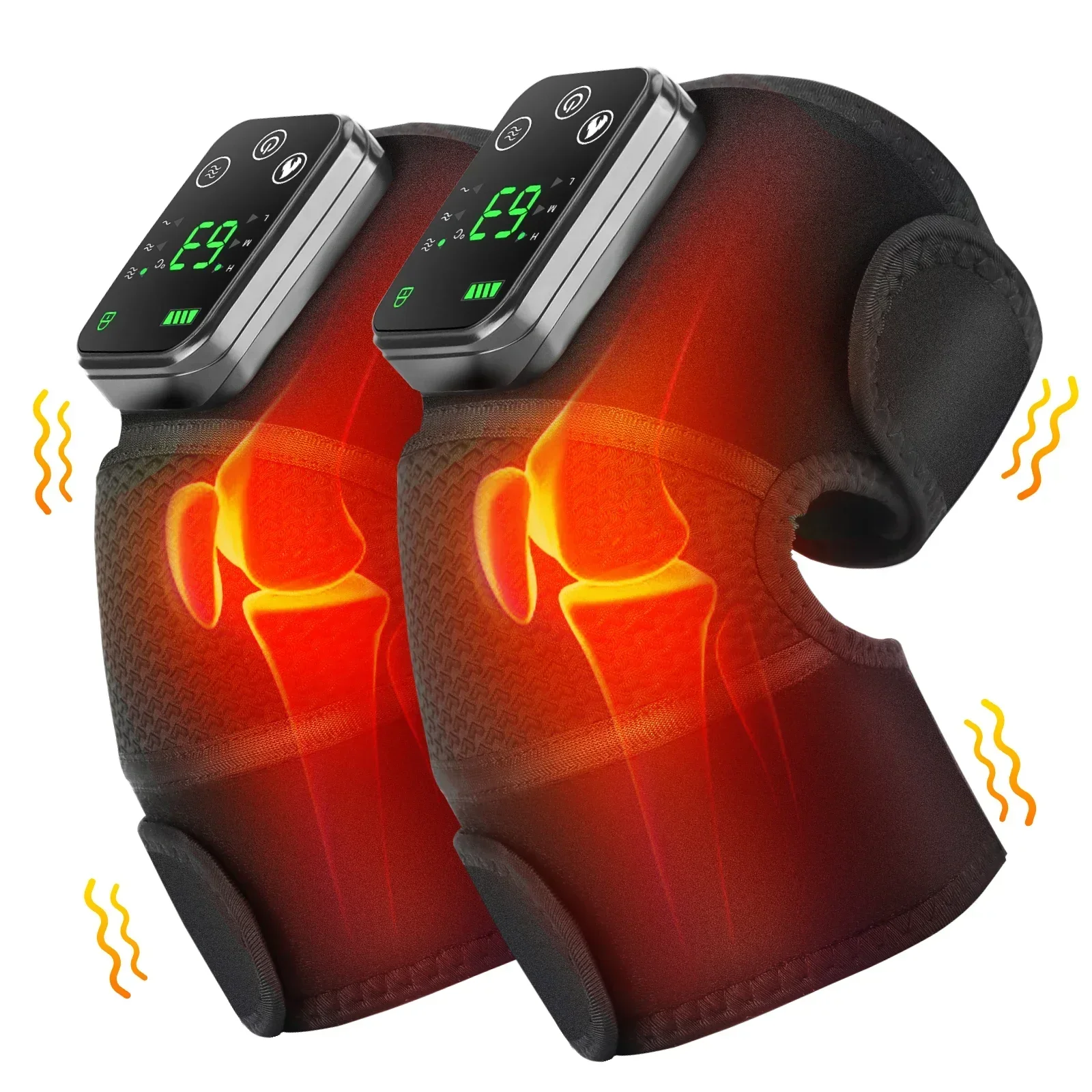 Eletric Heating Device Vibration Physiotherapy Knee Pads for Elbow Joint Osteoarthritis Rheumatic Pain Warm Massage_voghion.com