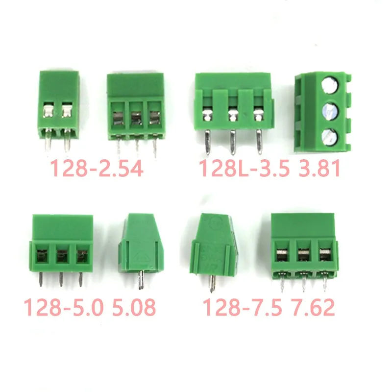 Conector Reto do Bloco de Terminais do Parafuso do Pwb Passo Spliceable 5.0 mm 5.08 mm 7.5 7.62 mm 7.62 mm do Kf1285.0 3p 100 Peças