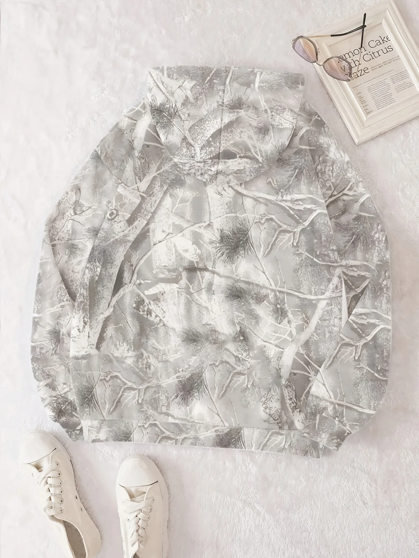 New Autumn and Winter Women's Clothing Retro Jungle Maple Branch Pattern Sweater Loose Casual Long Sleeve Pullover Hoodie