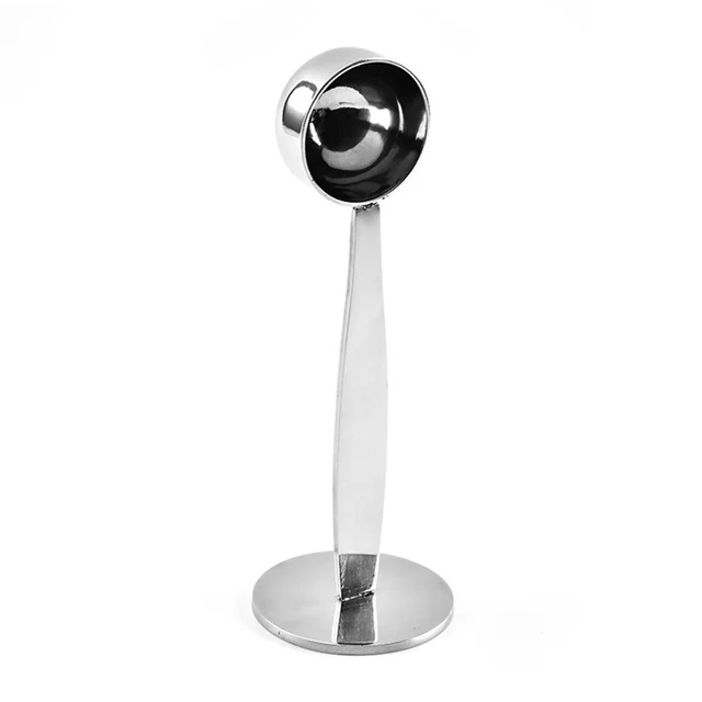 Coffee Scoop 2 In 1 Stainless Steel Coffee Spoon Coffee Tamper for Measuring Grinding Coffee Beans Standing Soop for Home Office