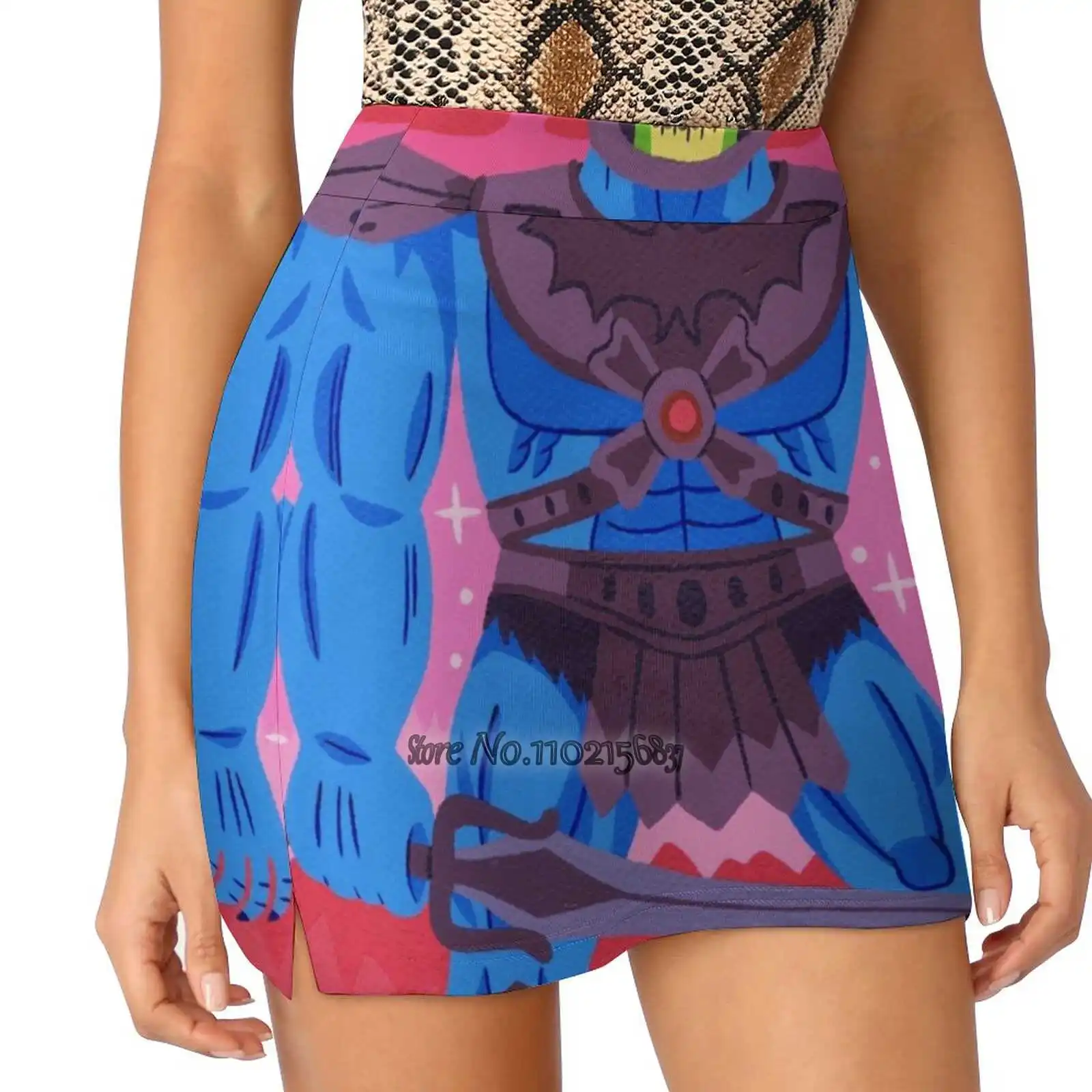 

Skeletor Women Mini Skirt Two Layers With Pocket Skirts Sport Fitness Running Skorts Snake Mountain Skeletor 80S Motu Masters