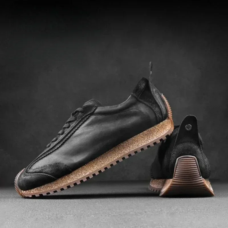 Men Casual Shoes Platform Sneakers for Men Genuine Leather Shoes Wear-Resistant Fashion Retro Soft Sole Shoes Mens Shoes 3