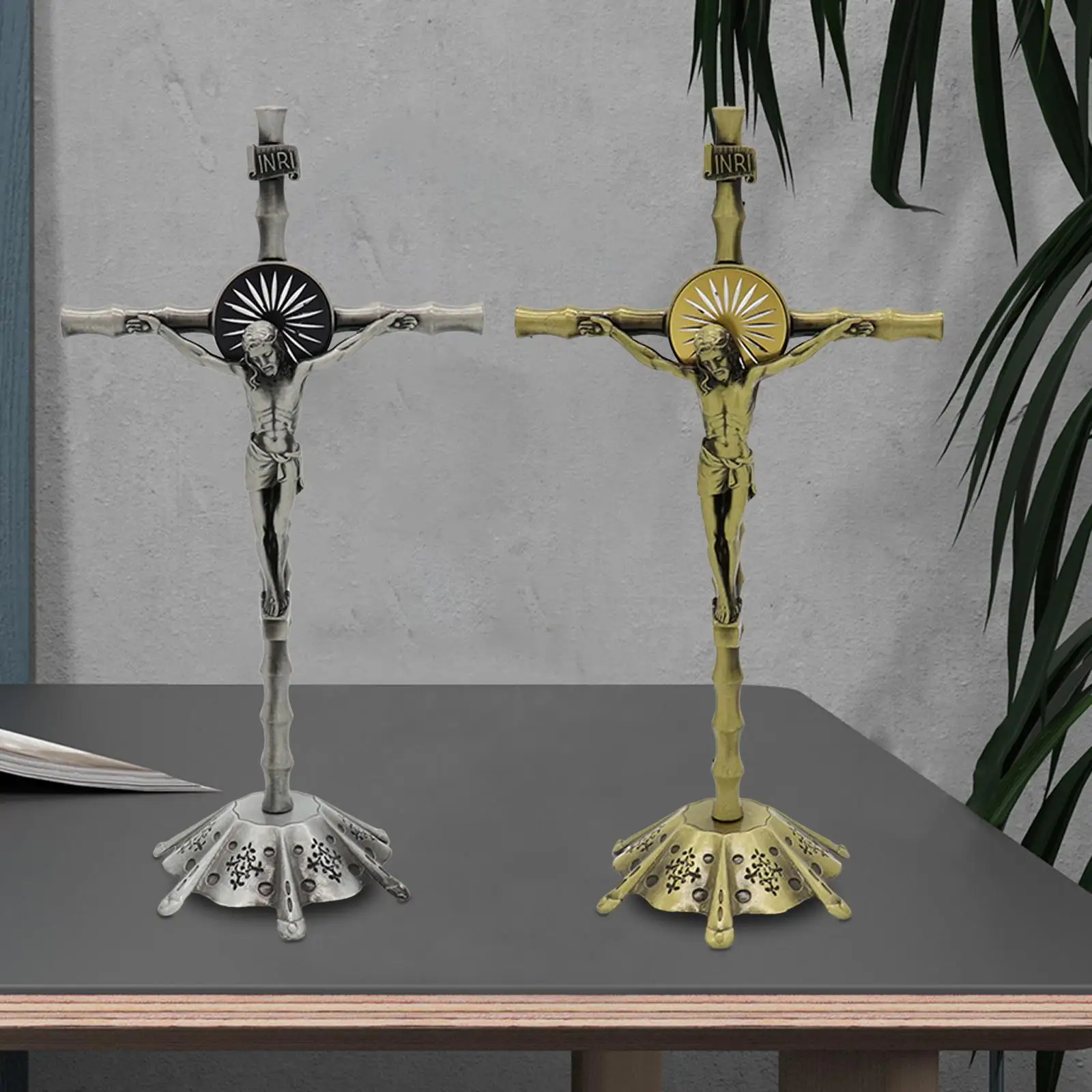 Wall Cross Standing Crucifix, with Base, Sculpture Crucifix Figurine Cross Statue for Home Wall Cross Standing Crucifix, with Base, Sculpture Crucifix Figurine Cross Statue for Home