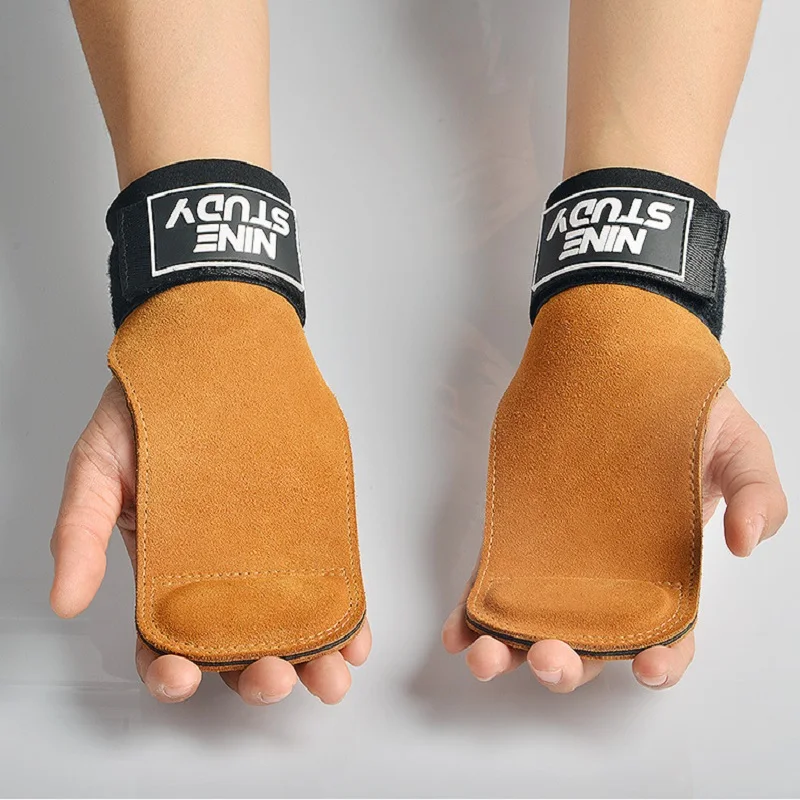 Weightlifting Gloves Hand Grips Pull Gloves 1Pair Cross Fit Grips Weight Lifting Leather Palm Protectors Hand Guards Barbell Gym Gloves Pull Up Lift Gymnastics Protector
