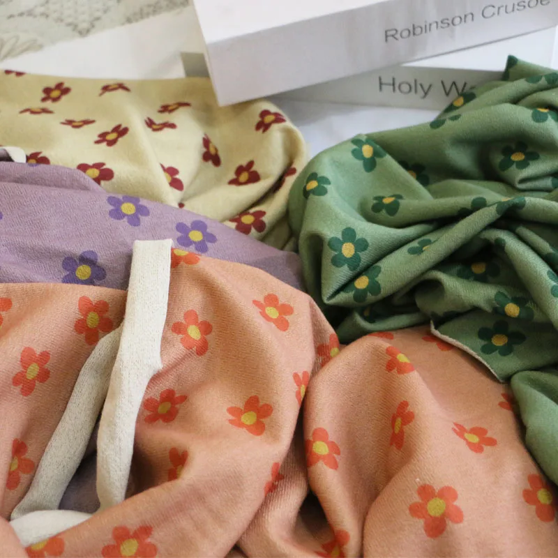 

INS Korean Style Colorful Candy Popular Color Flower Print Elastic Knitted Bottoming Shirt Skirt Clothing Fabric DIY