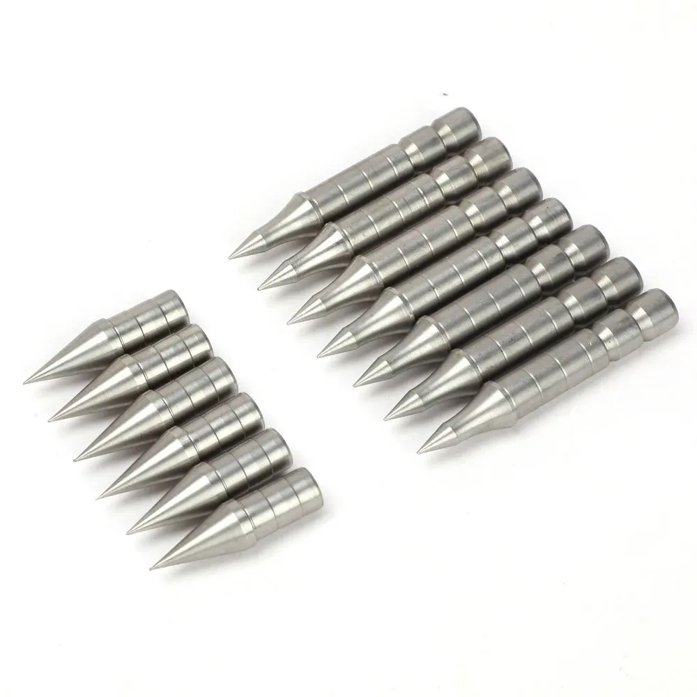 Archery Stainless Steel Insert Arrowhead ID3.2/4.2/5.2/6.2/8.0/9.8mm Point Tips 12pcs For Arrow Accessories