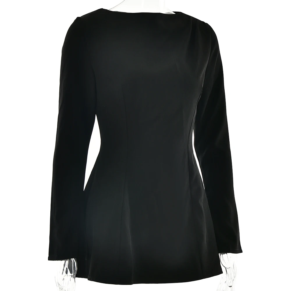 Elegant Long Sleeve Bodycon Party Evening Dress Women Autumn/Winter New Round Neck Short Skirt Slim Elegant Vestido 2025