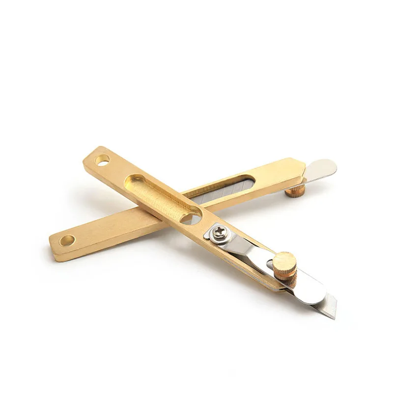 Strumenti artigianali in pelle Coltello da taglio per incisione fai-da-te Coltello da rifinitura in rame con lama Utensile da taglio per pelle Separatore di tessuto patchwork - immagine 3
