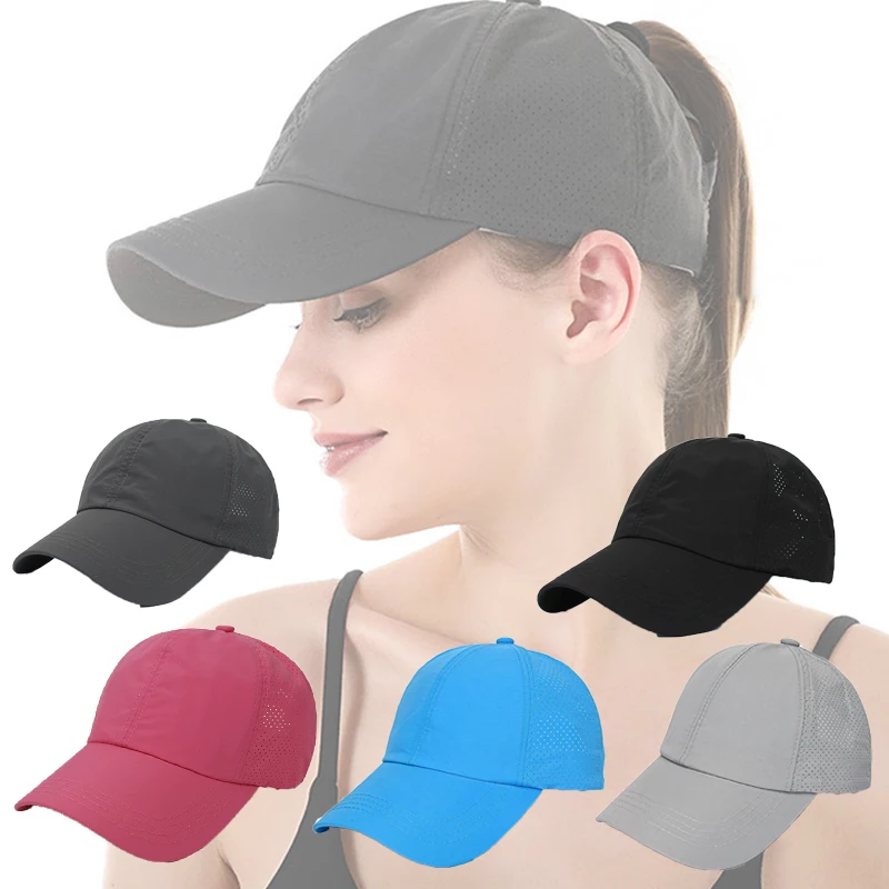 Summer new cross ponytail hat women's sports baseball hat fashionable casual solid color duckbill hat