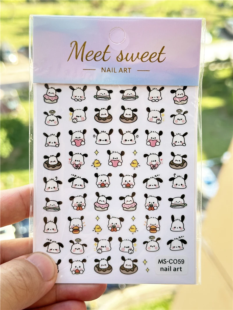 4 יחידות / 1 יחידה סט מדבקות ציפורניים 3D Kawaii Sanrioed, Hello Kitty Kuromi Melody מדבקות ציפורניים קרטון ציוד קישוט, לחץ על ציפורניים