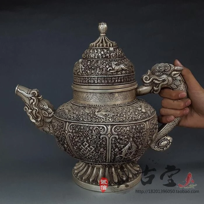 

Antique Bronze Ware, White Copper, Brass, Silver Plated Large Collection Pot Ornaments, Tea Pots, Water Bottles, Decorative Craf