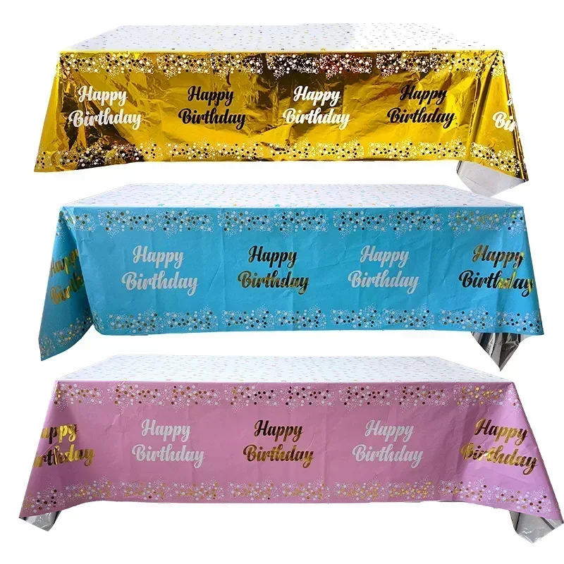 2pcs Waterproof Tablecloth Tablecloth Family Party Tablecloths Happy Birthday Themed Print Party Decoration
