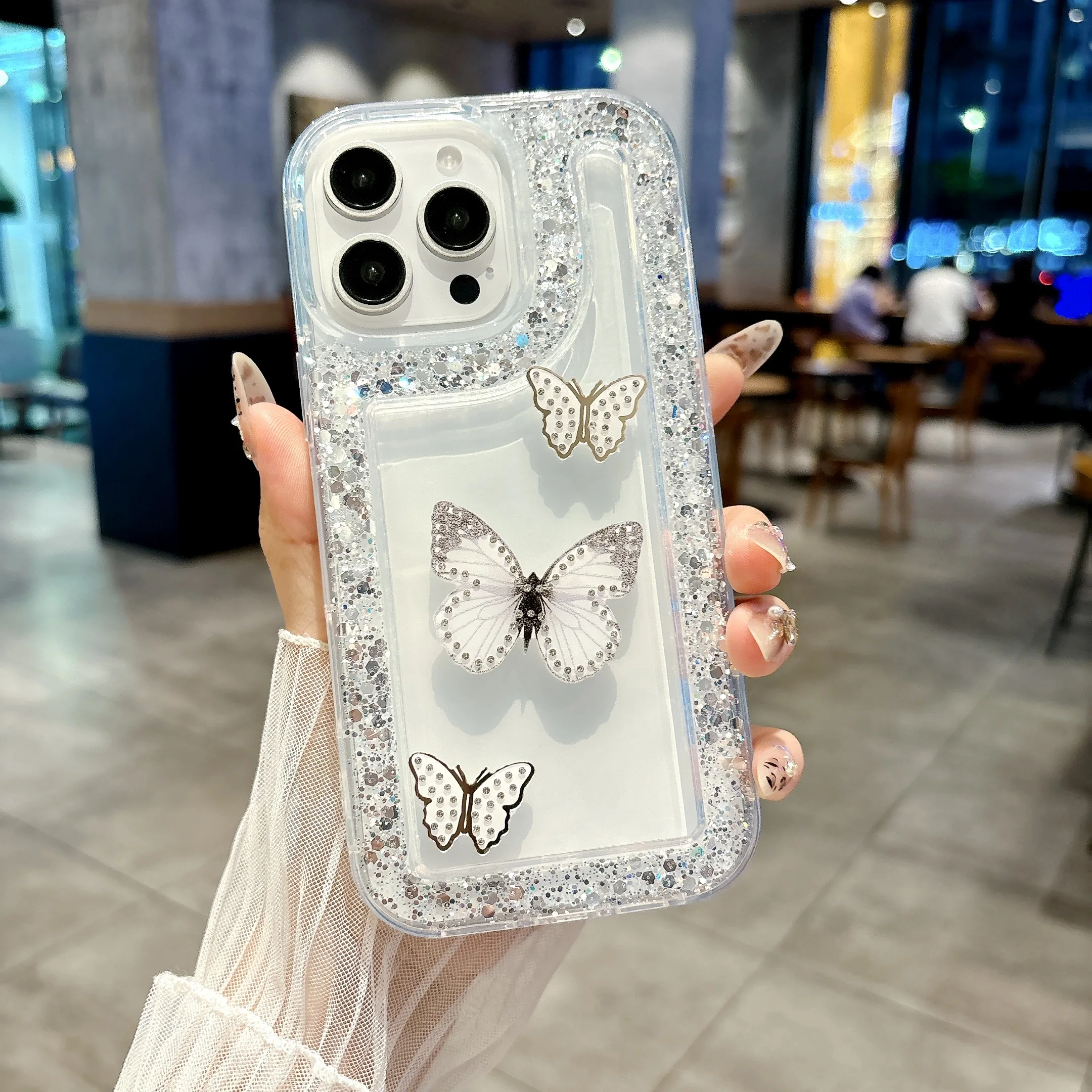 Sparkling 3D Butterfly Bling Glitter Diamond Acrylic Case