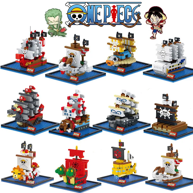 

One Piece Building Blocks Pirate Ship Thousand Sunny Bricks Anime Mini Action Figures Heads Assembly Toys Kids Birthday Gifts