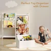 Kids Bookshelf and Stuffed Animal Storage - Multi-Function Nursery Book Shelves with Leather Toy Box and Display, Toy Organizer 5