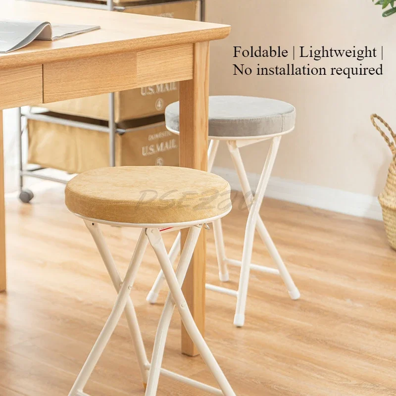 Folding Fabric Household Chairs Simple Dining Stools Casual and Minimalist Can Be Disassembled and Washed