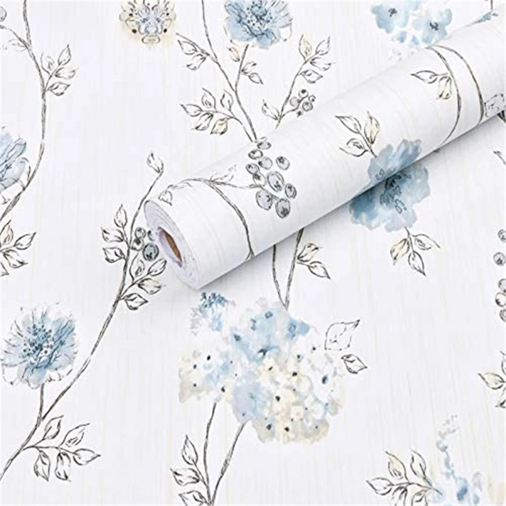 Decor Floral Paper Peel And Stick Flowers Leaves PVC Self Adhesive Wallpaper Removable  For Kids Room Wall Papers Home Decor 40 pcs leaf series plant leaves sticker decorative stickers stick labels adhesive diy scrapbooking diary album