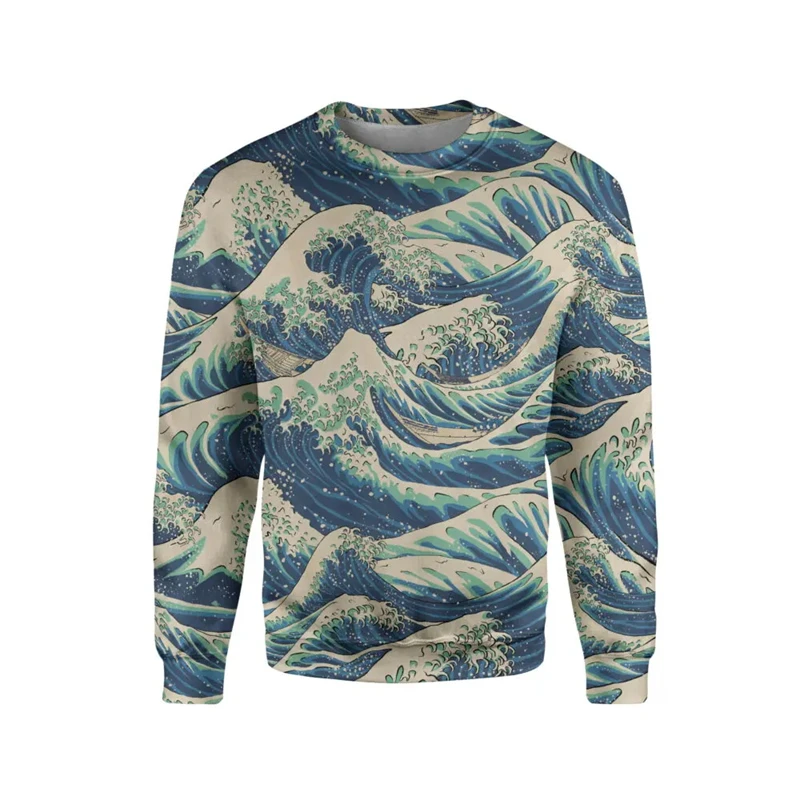 thumbnail image 1 of Sudadera con capucha con estampado 3D de onda de mar de estilo japonés para hombres y niños, sudadera informal Harajuku Y2k, jersey con cuello redondo, sudaderas con capucha, ropa para hombre, 1 of 4