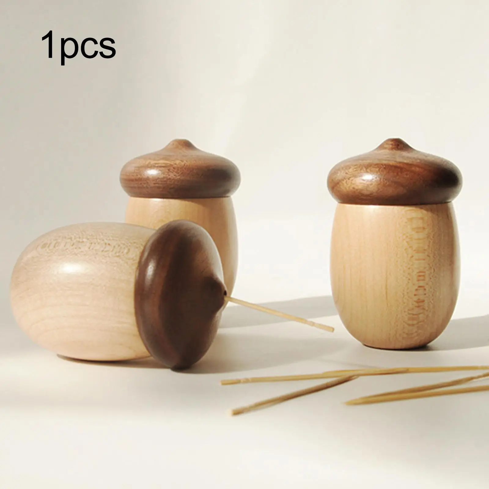 Wood Toothpicks Case Organizer Cute Mushroom Toothpick Dispenser