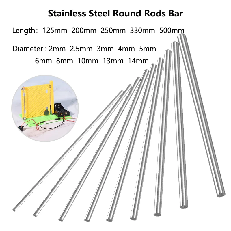 Stainless Steel Round Shaft Rod Stainless Steel Round Rod 1-5pc 1mm~14mm For DIY Craft Tool