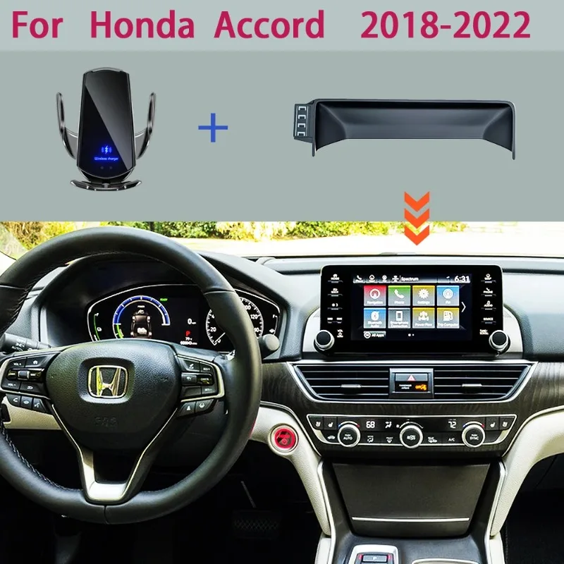 

Автомобильный держатель для телефона Honda Accord 10 Gen CV 2018 2019 2020-2022 7/8-дюймовый экран фиксированный навигационный кронштейн Беспроводная зарядка