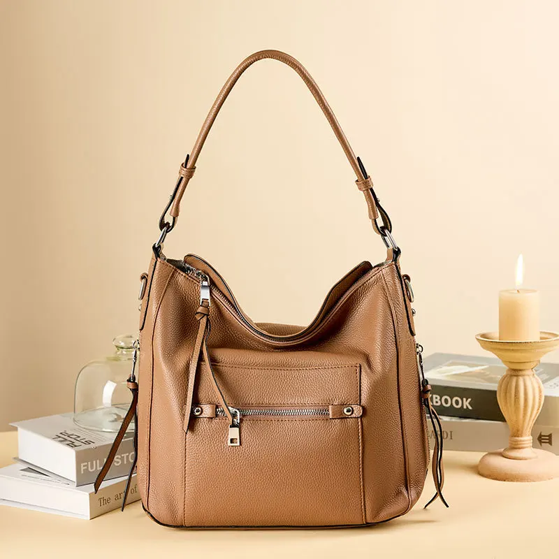 

Women's leather bag2023New fashion shoulder messenger bag large capacity Women's European and American retro easy matching