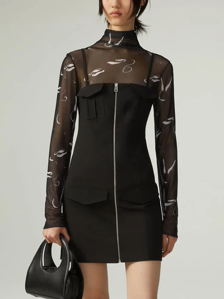 

Вечерние платья для женщин с прямым вырезом, черное платье на молнии с карманами, без рукавов, на бретельках, сексуальное мини-облегающее платье