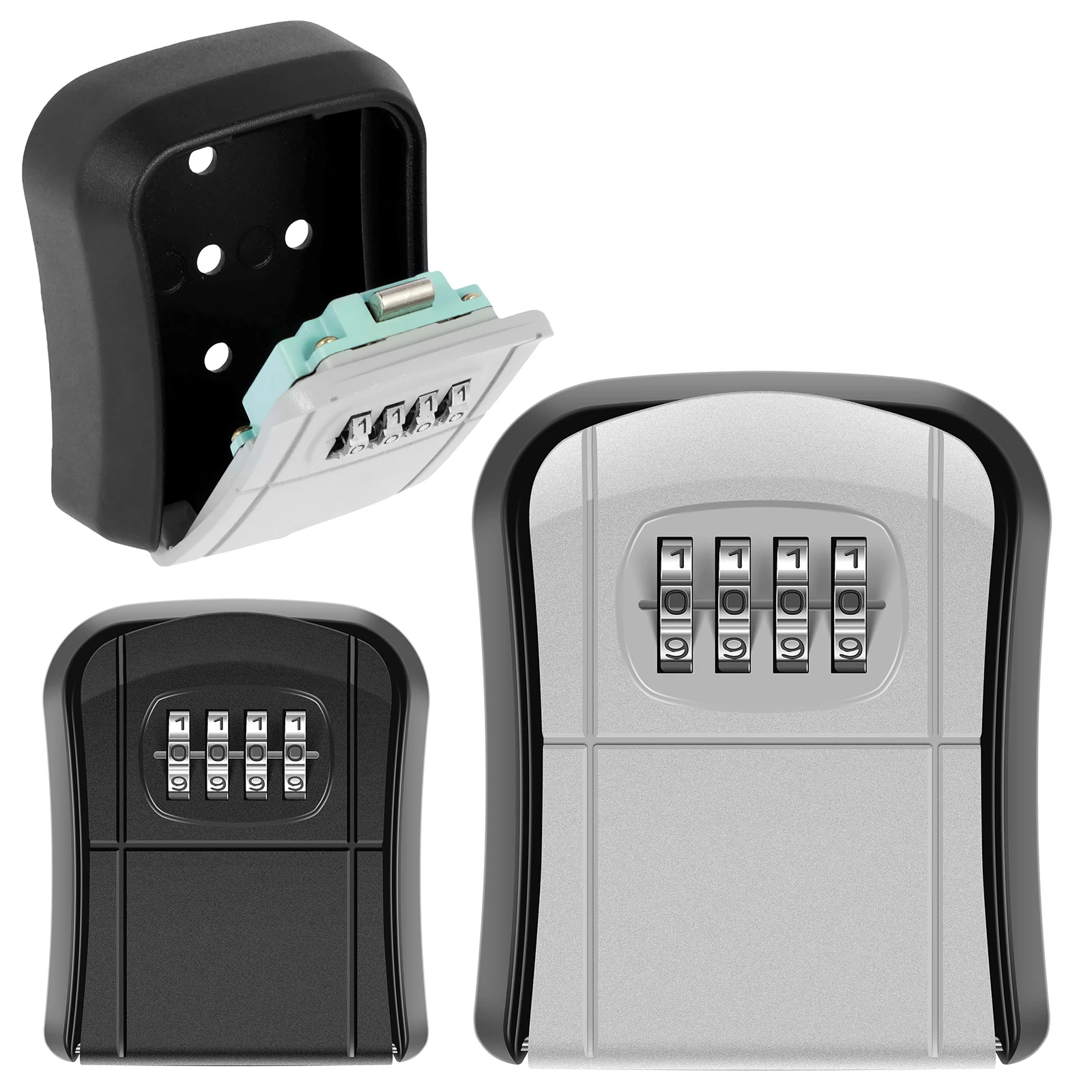 Aluminum Waterproof Key Lock Box Wall Mounted 4 Digit Combination