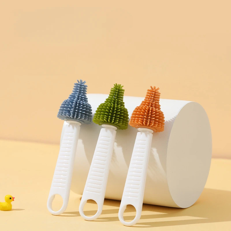 Bottle Brush 2PCS/Set Silicone Baby Bottle Brush Set 360 Degree Rotation Baby Feeding Bottle with Nipple Brush for Bottles Cups Vacuum Flask