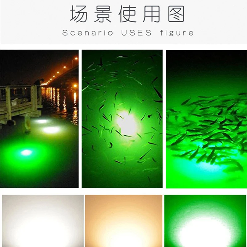 D2 12V Fishing Light 108 2835SMD LED Underwater Pool Fishing Light IP68 Lures Finder Lamp Attract Prawns Squid Krill Green Light marine underwater lights