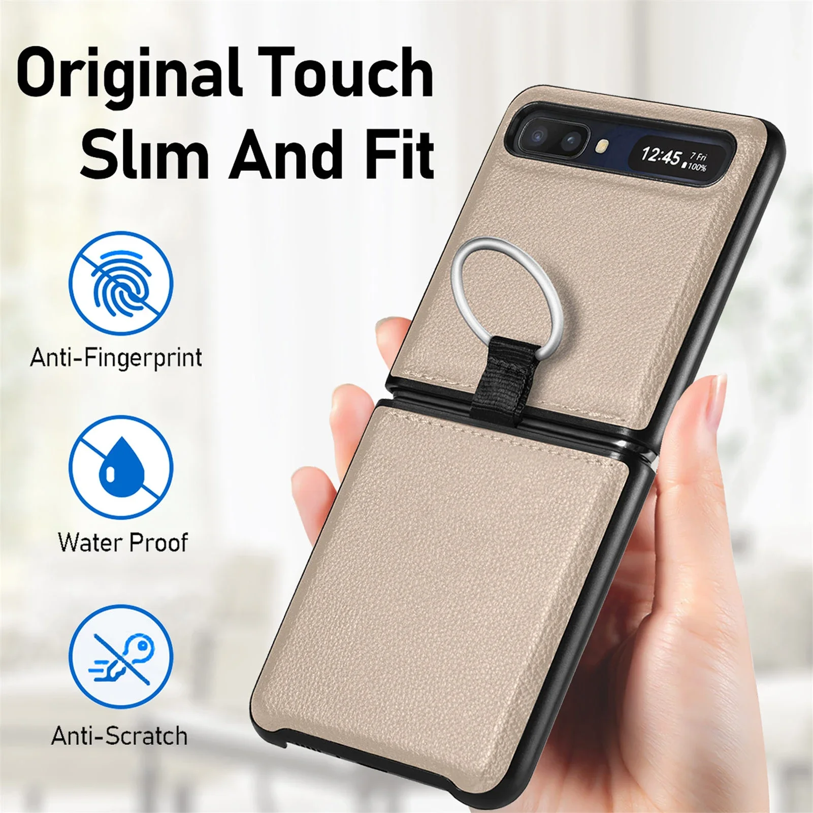 Slim Leather Finger Ring Holder Case - Anti-Drop Protection