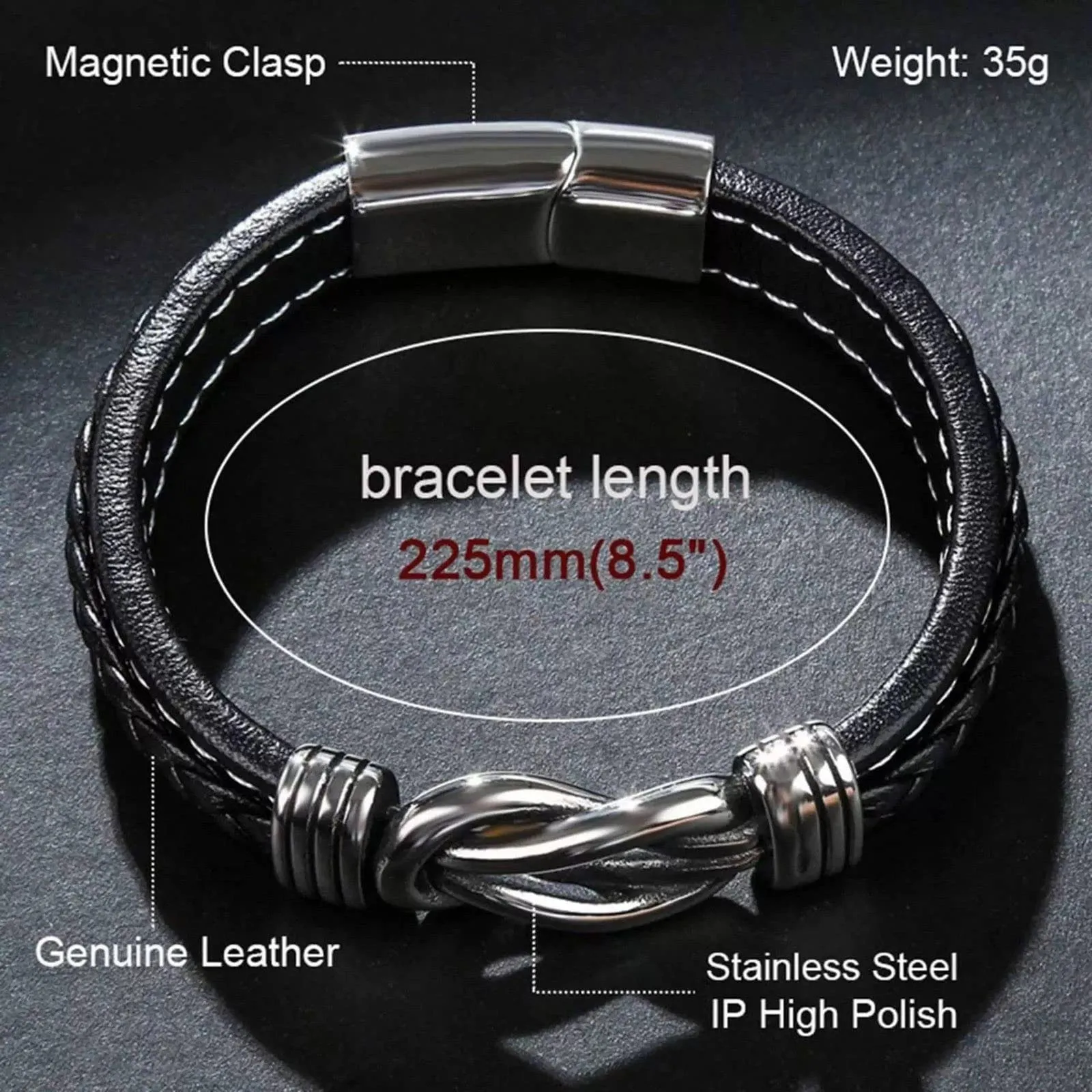VNOX Pulsera De Cuero Trenzado De Dos Tonos Grabada Con Cruz De Fe, Regalos De