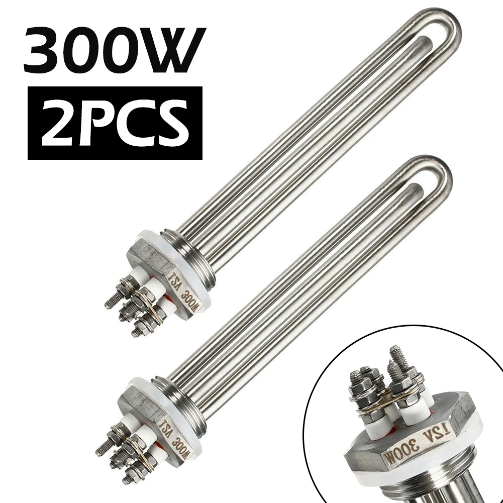 

2pcs Pack 12V 300W Heating Element Solar Water Heater Electric Submersible Stainless Steel Immersion Tubular Camper