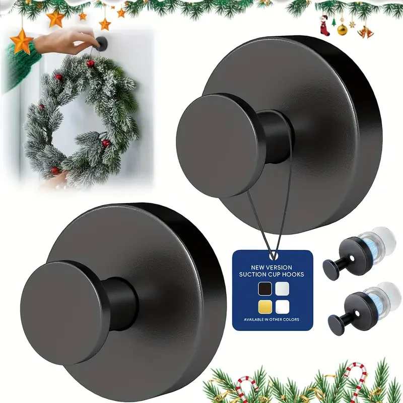 Stainless Steel Heavy Duty Suction Cup Hooks No Drill Wall Mount For Shower Bathroom Kitchen Holds 6.8KG on Glass/Mirror/Tile