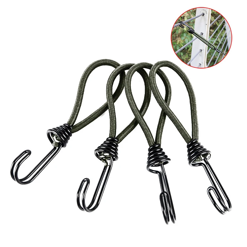 야외 텐트 번지 탄성 로프 코드, 캠핑 캐노피 타프 텐트 고정 바인딩 벨트 후크 코드 패스너, 4 개