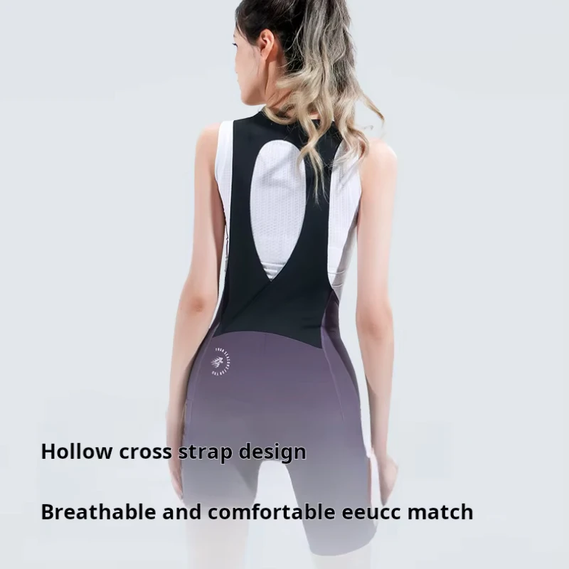 Women's Cycling Bib Shorts High Elastic Suture Cycling Clothes With Upf 50+ Protection Quick Drying Sports Shorts LAMEDA