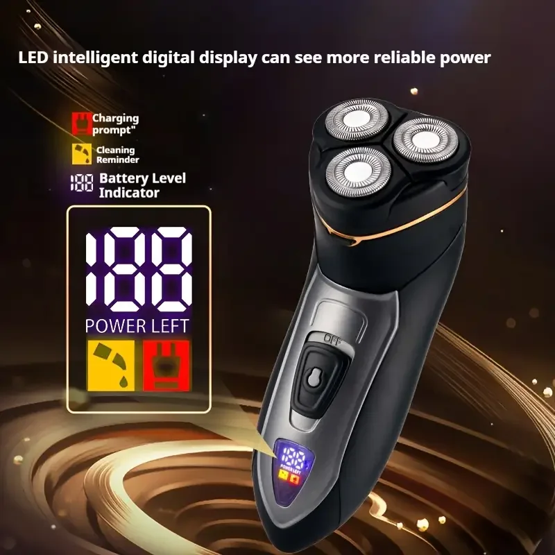 3D Floating Electric Razor Men With LED Display, Type-C Charging, Stainless Steel Blades Perfect Gift For Dad Or_voghion.com