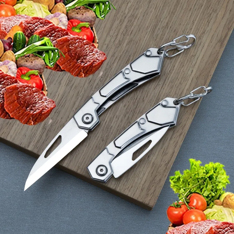 Portable Stainless Steel Knife Small Peeling Fruit Knife Meat Vegetable Slicing Cutting Cleaver for Kitchen BBQ