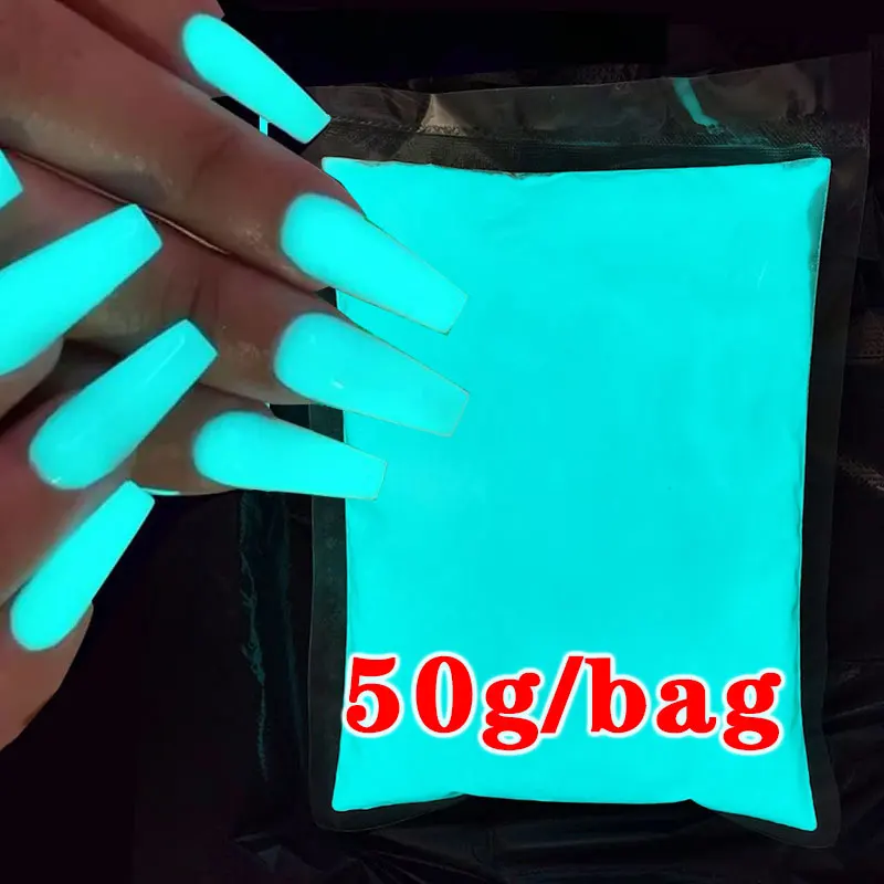 

50G Nail Art Resin Luminous Phosphor Powder Glow In Dark Fluorescent Nail Pigment for Jewelry Making Epoxy Resin Luminous Powder