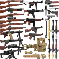 5/10 WW2 Soldiers Weapon Building Block Accessories Two-color Printing Machine Rifle Submachine Sniper Guns Military Bricks C238 1